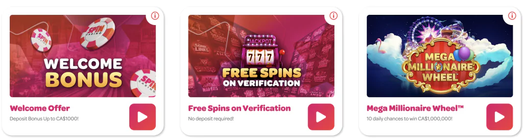 spin casino bonuses
